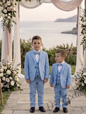 Официален костюм за момче от 5 части в светлосиньо  от колекция Светлосияна