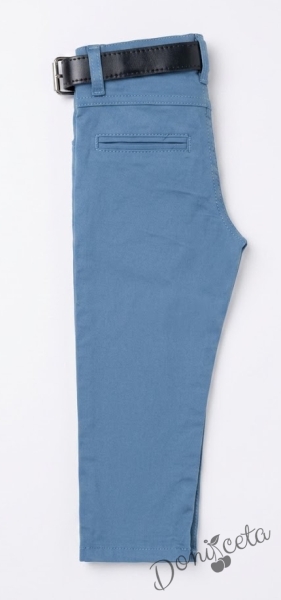 Спортно-елегантен панталон за момче със скрит джоб в синьо