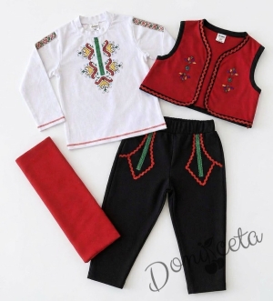 Стилизирана детска народна носия за момче от трико с фолклорни/етно мотиви