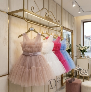 Официална детска рокля в светлосиньо с тюл на пластове Миранда