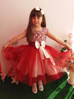 Официална детска рокля  в червено