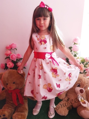 Официална детска рокля с мечета, пеперудки и пчелички