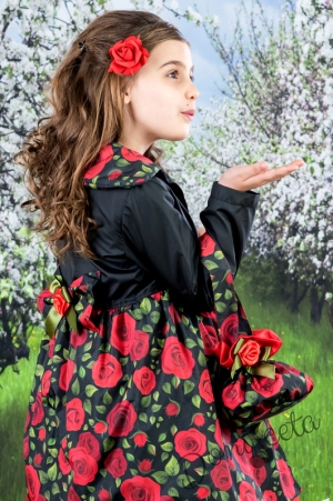  Children's jacket in black with roses