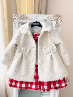 Детско палто от букле в екрю за момиче Contrast