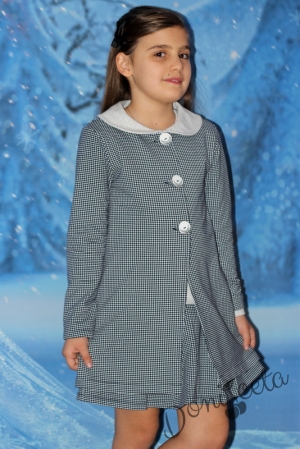 Комплект от  детска рокля с дълъг ръкав с манто