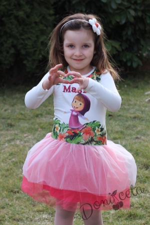 Детска рокля с дълъг ръкав с Маша и Mечока