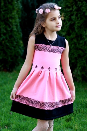  Ежедневна детска рокля без ръкав в розово  за пролет и лято