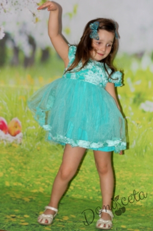 Occasion children's dress in turquoise