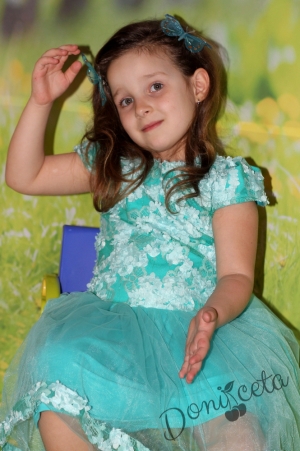 Occasion children's dress in turquoise