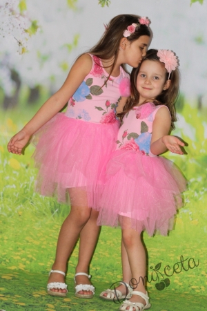 Лятна детска рокля в розово с тюл Ивана