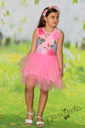 Лятна детска рокля в розово с тюл Ивана