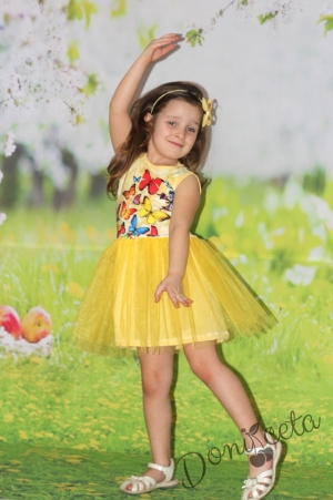 Лятна детска рокля  в жълто с болеро