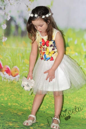 Лятна детска рокля  в бяло с болеро