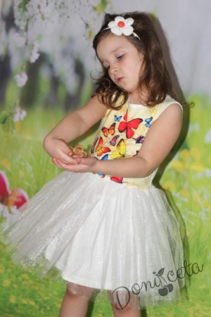 Лятна детска рокля  в бяло с болеро