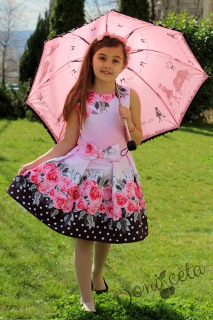 Official children's dress in pink with roses
