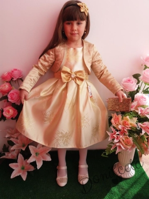 Официална детска рокля в златисто с болеро