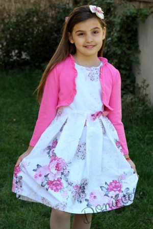 Детска рокля на рози с болеро 