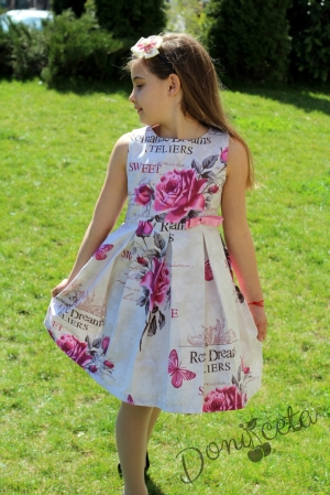 Лятна рокля в розово на цветя