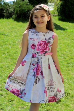 Лятна рокля в розово на цветя с болеро