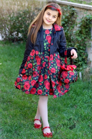  Children's jacket in black with roses