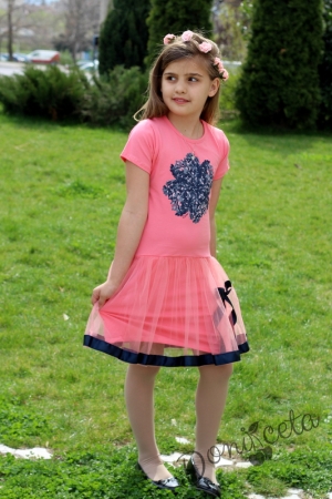 Лятна детска рокля в цвят праскова
