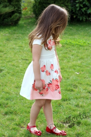 Лятна детска рокля с къс ръкав в бяло