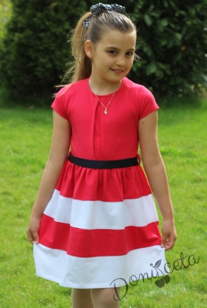 Лятна детска рокля в цвят малина с коланче