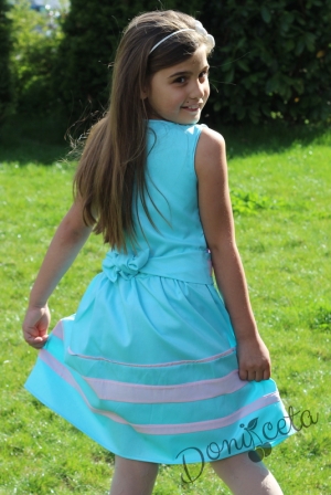 Детска рокля в цвят тюркоаз
