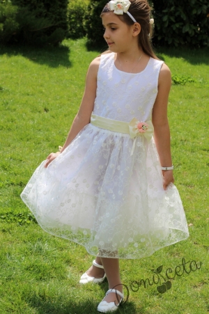 Официална детска рокля в дантела за шаферка или кръщене
