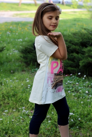 Детски комплект за момиче от туника с мотиви на Париж с клин 