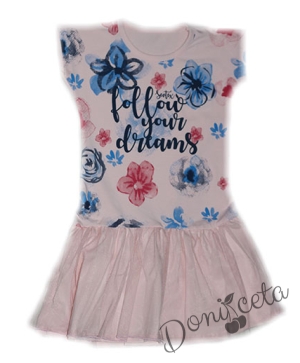  Summer children's dress with flowers and tulle