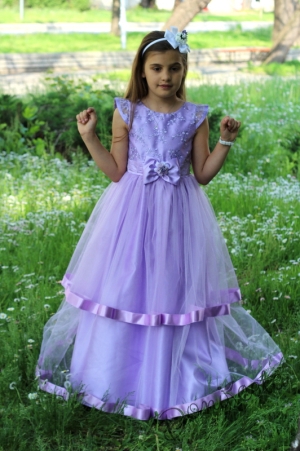 Официална детска дълга рокля в лилаво Лили 212 ЛД