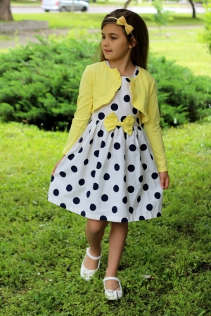 Children's dress with a vest in yellow