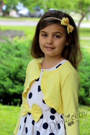 Лятна детска рокля с на точки с болера в жълто