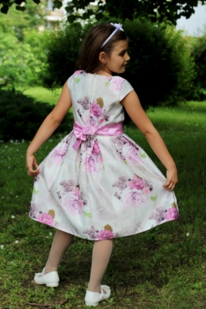 Официална детска рокля на цветя с къс ръкав Кристин