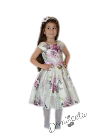 Официална детска рокля на цветя с къс ръкав Кристин