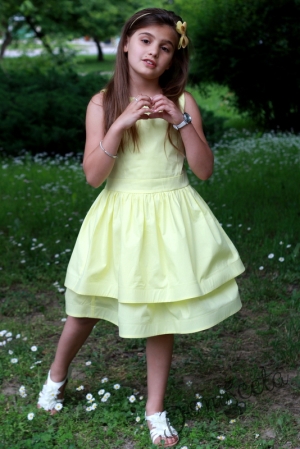 Лятна детска рокля в жълто Контраст