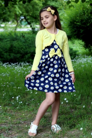 Summer children's dress with a vest in yellow