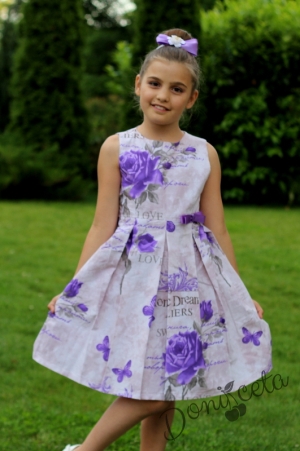 Лятна рокля Мами в лилаво Лина на цветя 