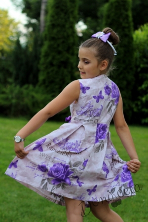 Лятна рокля Мами в лилаво Лина на цветя 