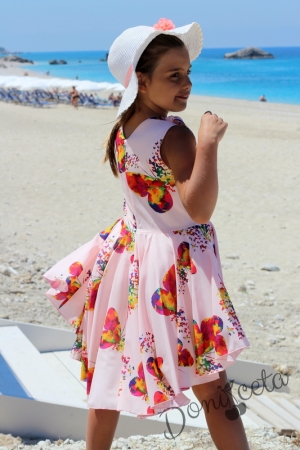 Официална детска рокля на цветя и пеперуди