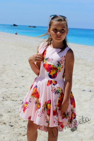 Official children's dress with flowers and butterflies