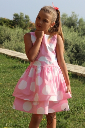 Official children's dress in pink with white dots