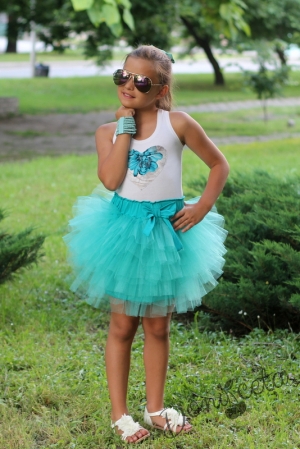 Girl's skirt in turquoise