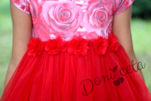 Official children's dress with tulle in red