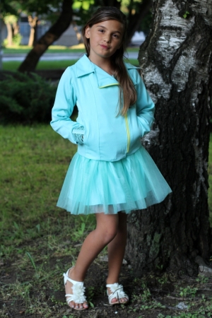  Children's set in turquoise  of a skirt and a jacket