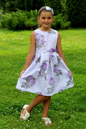 Детска рокля Ивана в лилаво на цветя