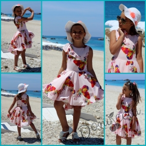 Официална детска рокля на цветя и пеперуди