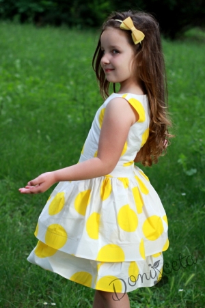 Официална детска рокля в жълто на точки