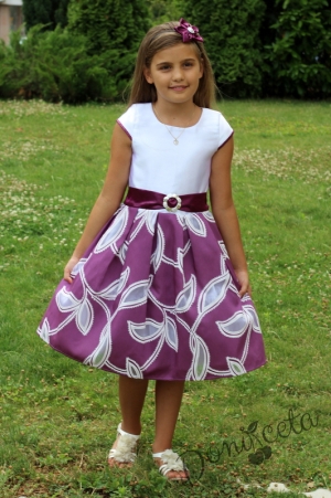 Официална детска рокля в лилаво  на цветя 